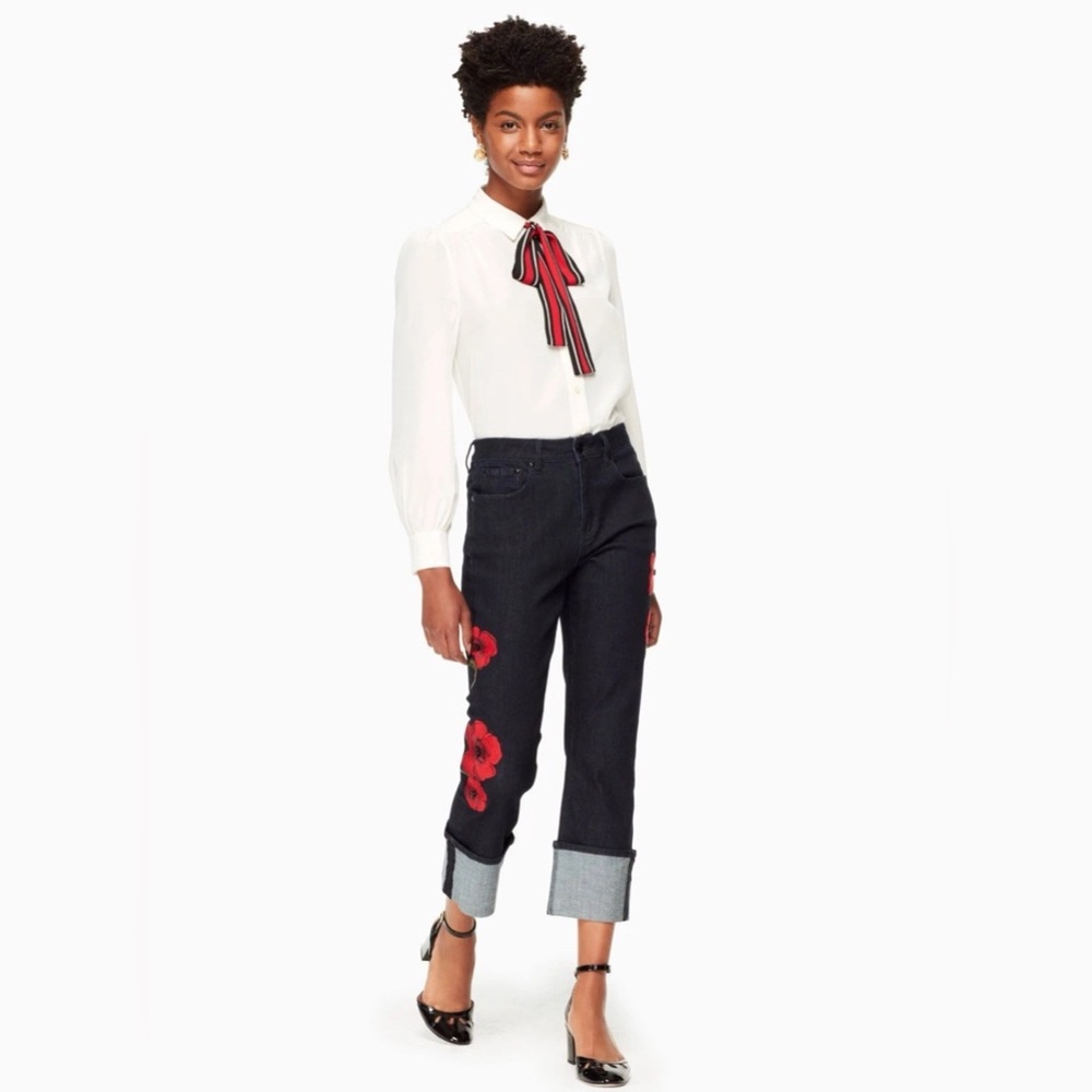 Kate Spade Women’s Embroidered‎ Poppy Jeans Size 24 Broome Street